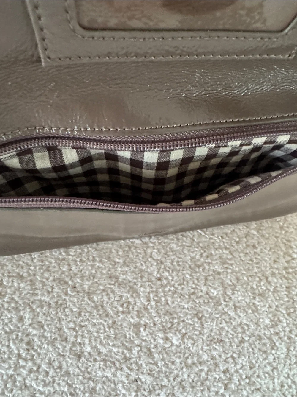 HOBO Brown Leather Fold-Over Clutch with Silver Ring Accent